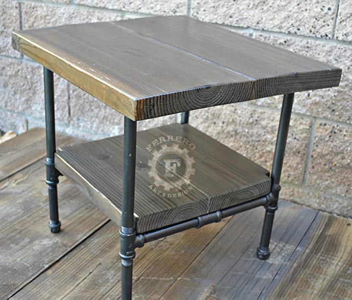 Steampunk Table, Industrial Nightstand, Industrial Decor, Steampunk Decor, Side Table, Rustic Nightstand, Pipe Table, Pipe Nightstand