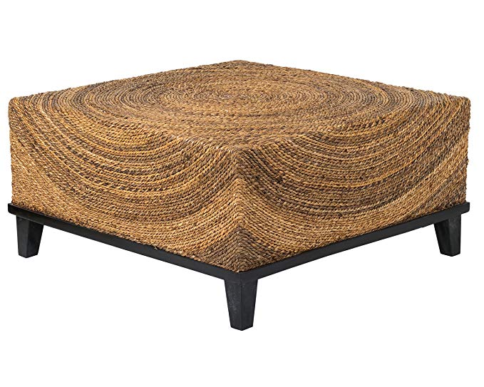 East At Main Chickasaw Brown Abaca Square Coffee Table, (35.5x35.5x18.5)